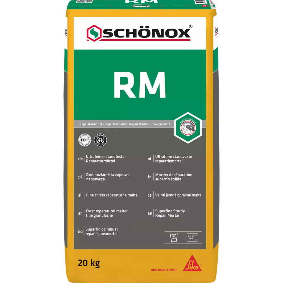 Schonox RM 20kg – Cementgebonden Reparatiemortel voor Vloeren en Wanden Schonox RM 20kg reparatiemortel voor professionele vloer- en wandreparaties