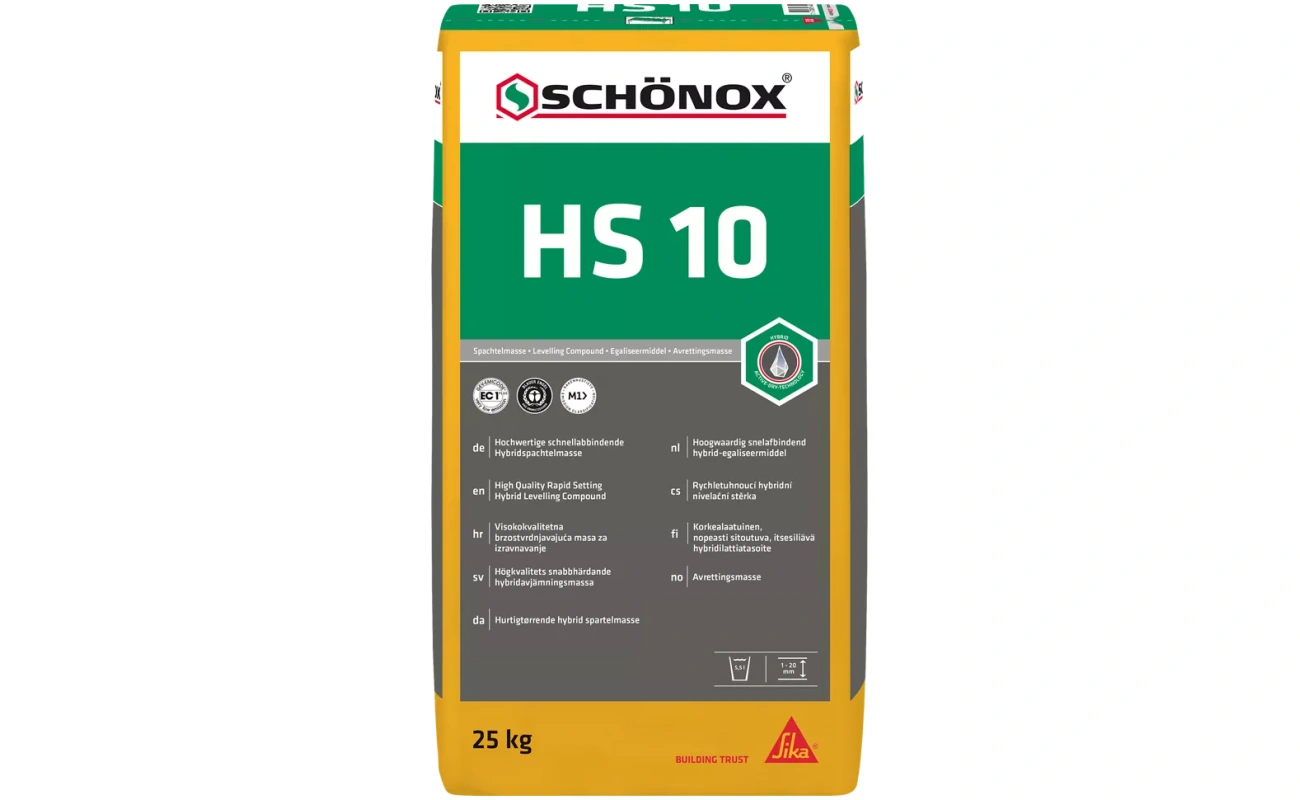 Zak Schönox HS 10 25 kg snel drogende egalisatiemortel voor houten vloeren, renovatie en vloerverwarming