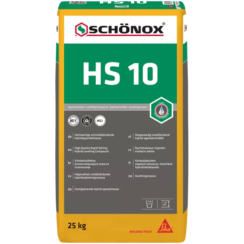 Zak Schönox HS 10 25 kg snel drogende egalisatiemortel voor houten vloeren, renovatie en vloerverwarming