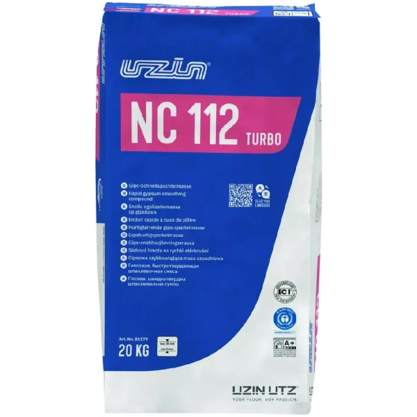 20 kg zak UZIN NC 112 Turbo sneldrogende egalisatielaag voor vloeren, klaar voor gebruik binnen 3 uur.