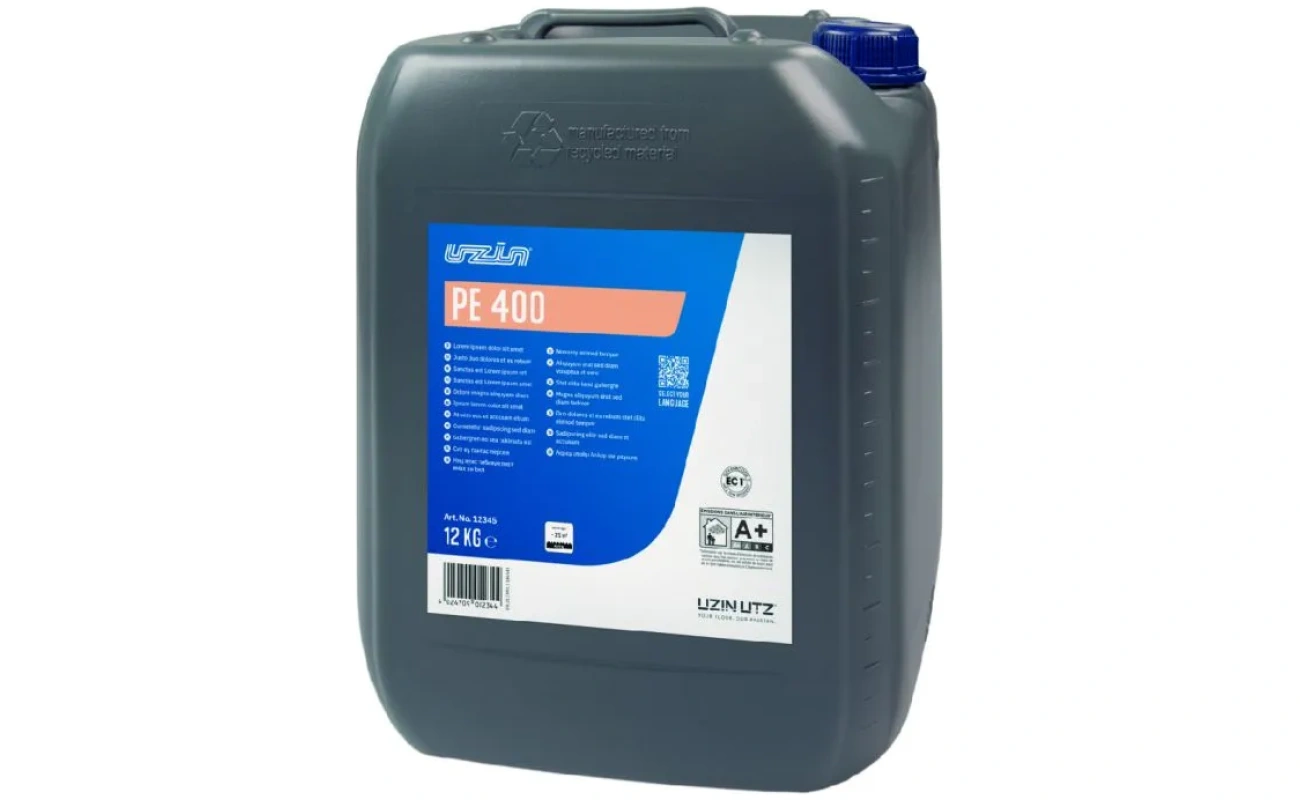 12 kg container van Uzin PE 400, professionele primer voor vloerondergrond voorbereiden.