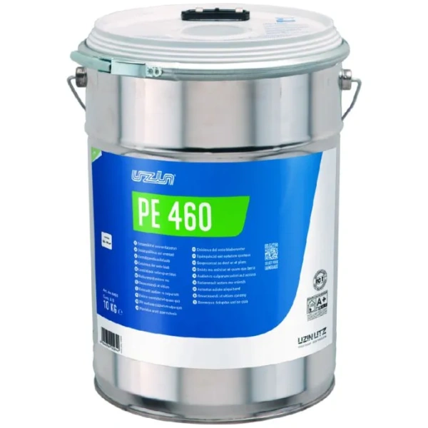 Grote metalen container met UZIN PE 460 epoxyprimer voor natte ruimtes en sterke hechting.