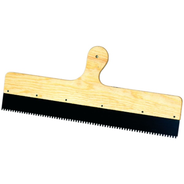 Egaliseerrakel 60 cm met houten handgreep en stalen blad — ideaal voor vloeregalisatie