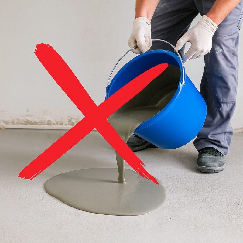 fouten bij vloer egaliseren — voorbeeld van hoe het mis kan gaan bij verkeerd aanbrengen van vloer egaline