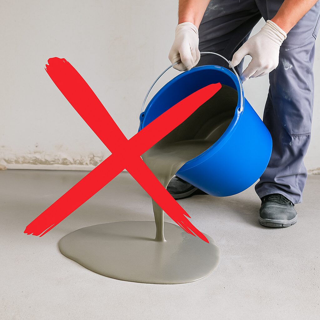 fouten bij vloer egaliseren — voorbeeld van hoe het mis kan gaan bij verkeerd aanbrengen van vloer egaline