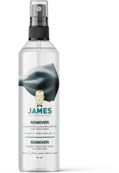 James Remover spray bottle for removing stains and odors from fabrics on a white background.